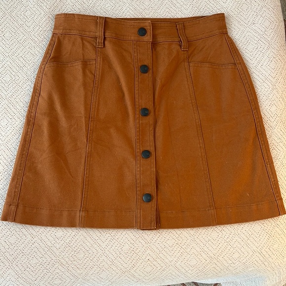 Madewell A Line Button Front Pocket Mini Skirt - Picture 2 of 5